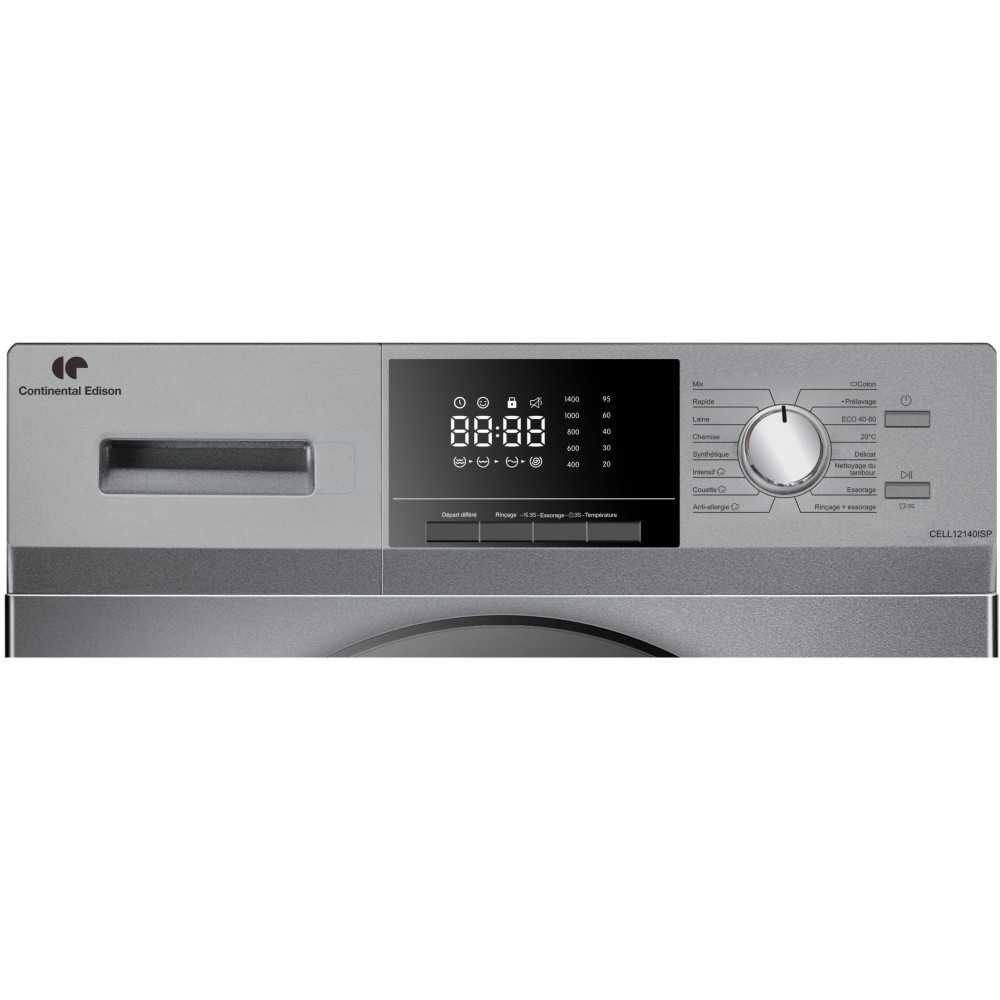 Lave-linge hublot - CONTINENTAL EDISON - CELL12140ISP - 12kg - Induction - 60 cm - 1400 trs/min - Silver
