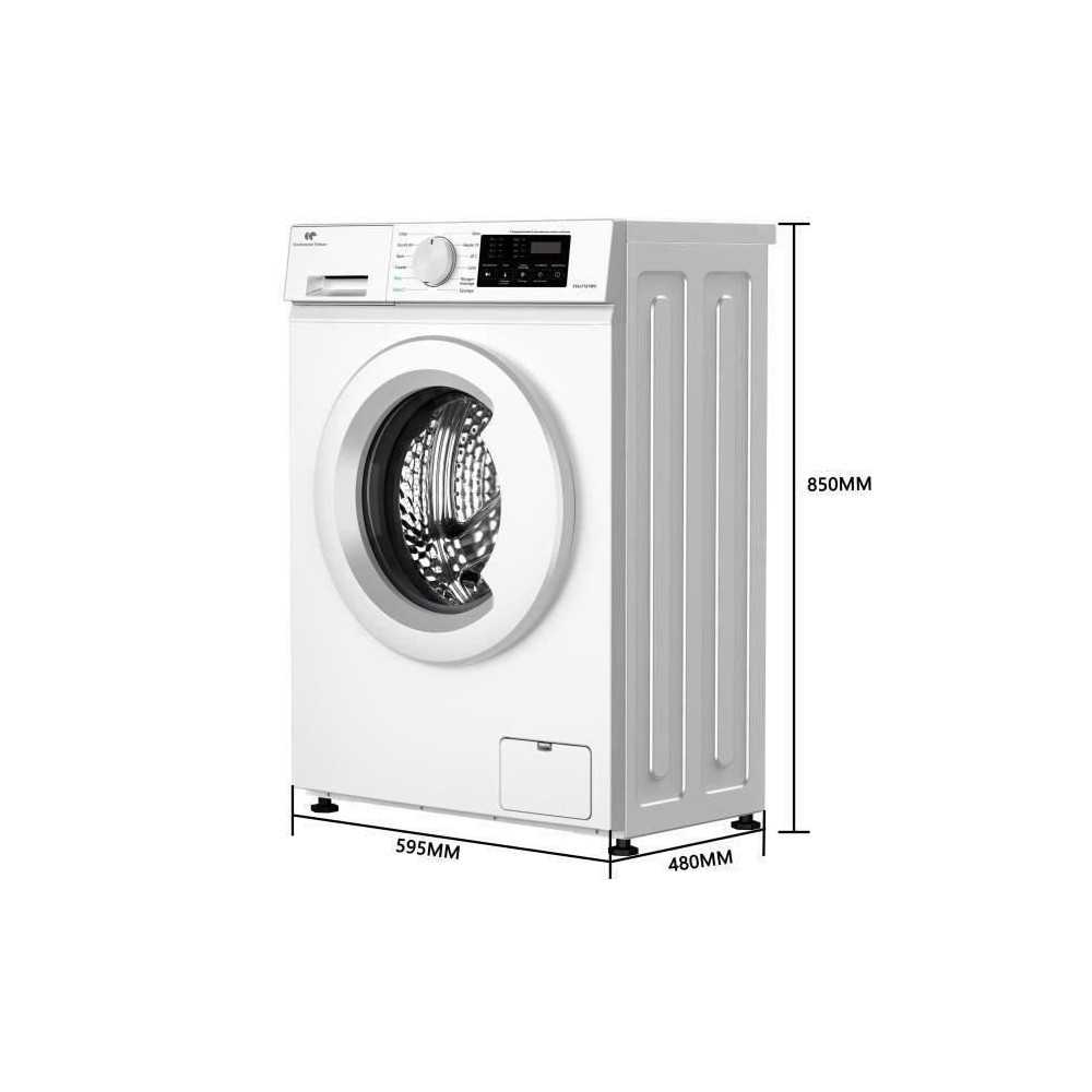 Lave-linge hublot - CONTINENTAL EDISON - CELL712IW3 - 7 kg - Induction - 60 cm - 1200 trs/min - Blanc