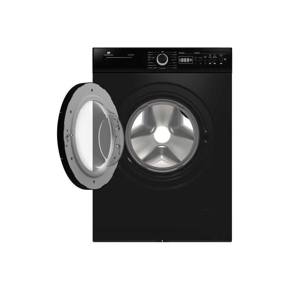 Lave-linge hublot - Pose libre - CONTINENTAL EDISON - CELL812IBP - 8 kg - Induction - 60 cm - 1200 trs/min - Noir mat