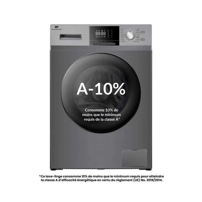 Lave-linge hublot - CONTINENTAL EDISON - CELL8140IS1 - 8kg - Moteur induction - 60 cm - 1400 trs/min - Silver