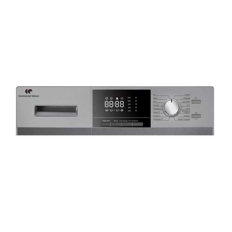 Lave-linge hublot - CONTINENTAL EDISON - CELL8140IS1 - 8kg - Moteur induction - 60 cm - 1400 trs/min - Silver