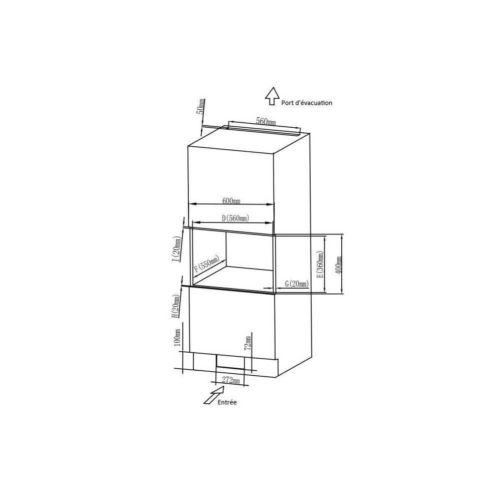 Micro-ondes encastrable - CONTINENTAL EDISON - CEMO20EBM2 - 1280 W - L59,5xH38,5xP35,3 cm - 20L - Noir