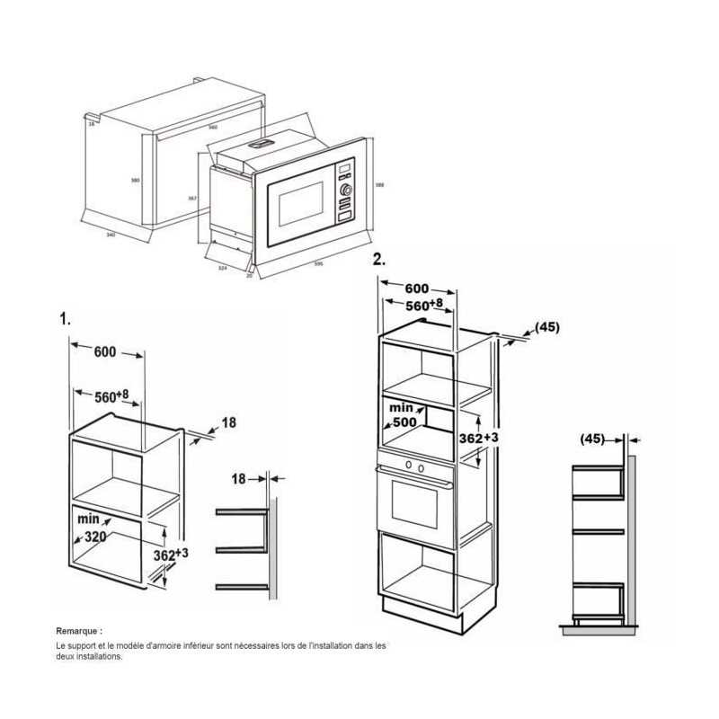 Micro-ondes pose libre 20L CONTINENTAL EDISON, CEMO20IXES