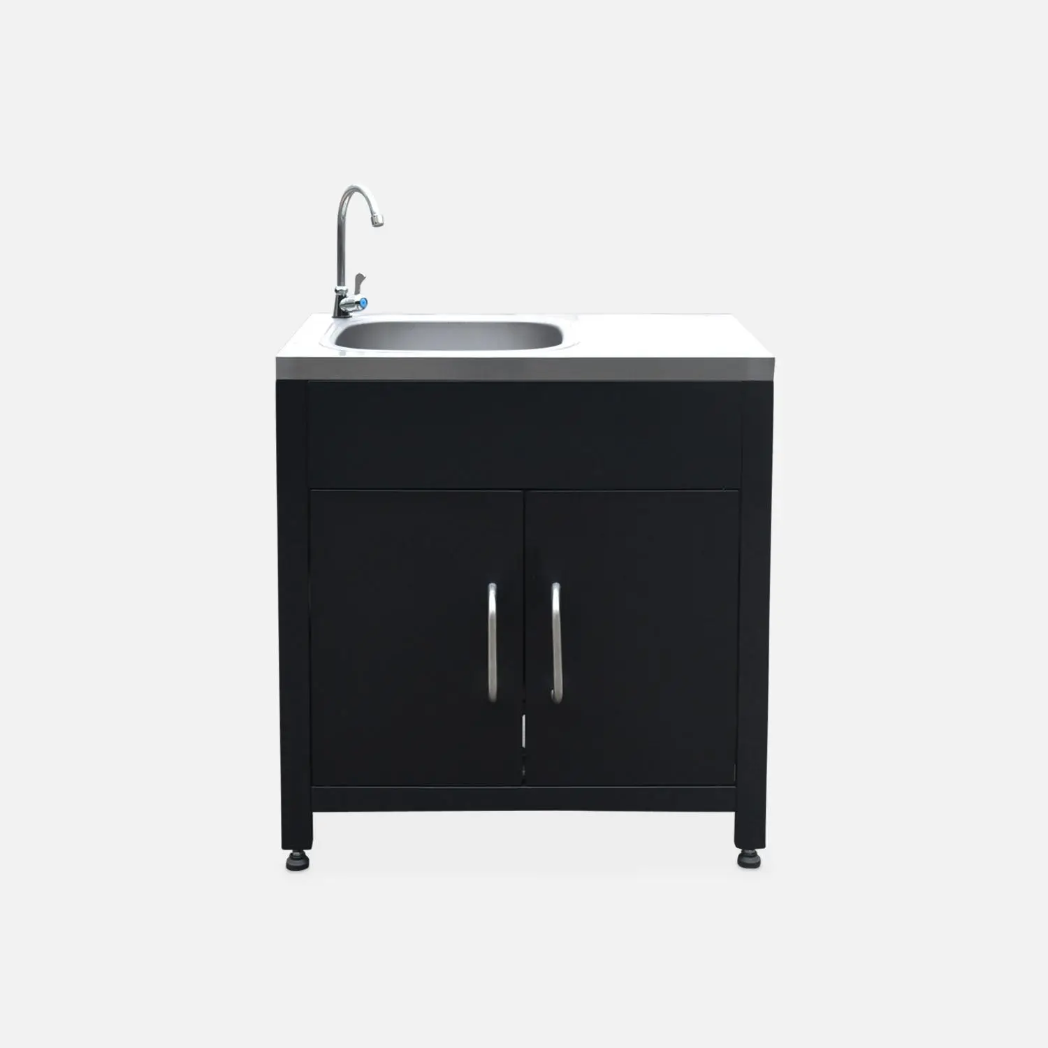 Cuisine d'extérieure 7 modules avec barbecue gaz 4 brûleurs sur pieds, thermomètre