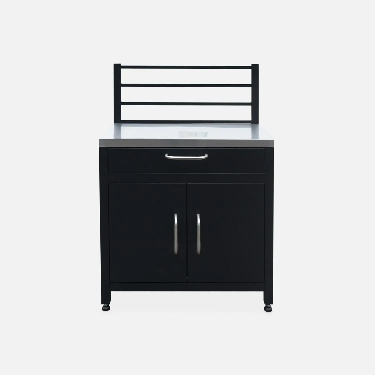Cuisine d'extérieure 7 modules avec barbecue gaz 4 brûleurs sur pieds, thermomètre