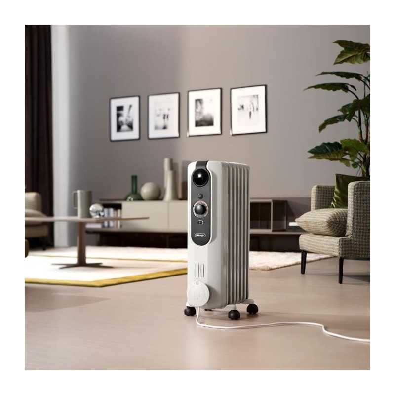 Radiateur bain d'huile - DELONGHI - 1500 W - Jusqu'a 45 m2 - Mobile - Fonction anti-gel - Gris