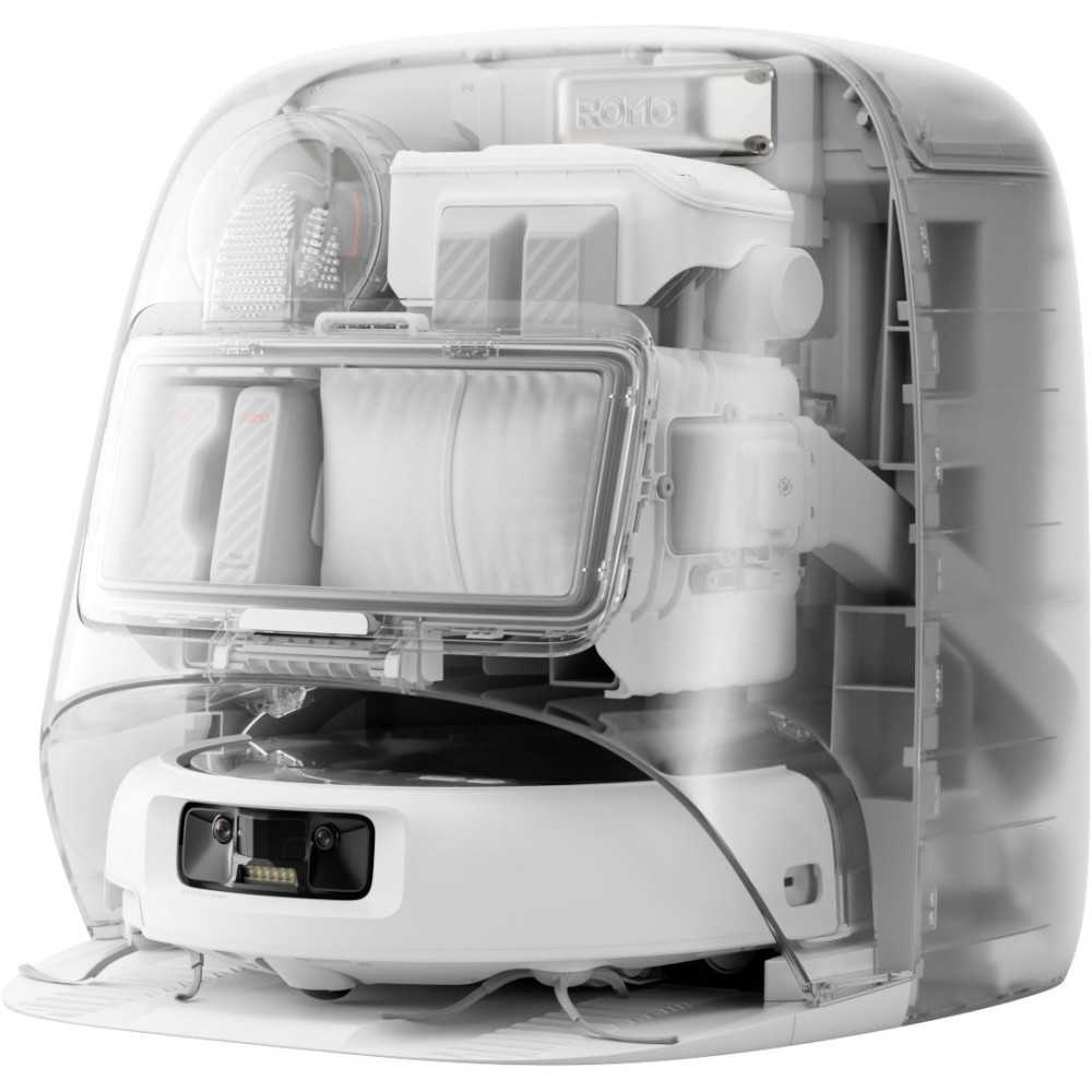 DJI ROMO P - Robot Aspirateur Laveur avec Station - 25000 Pa - 260 ml - Transparent