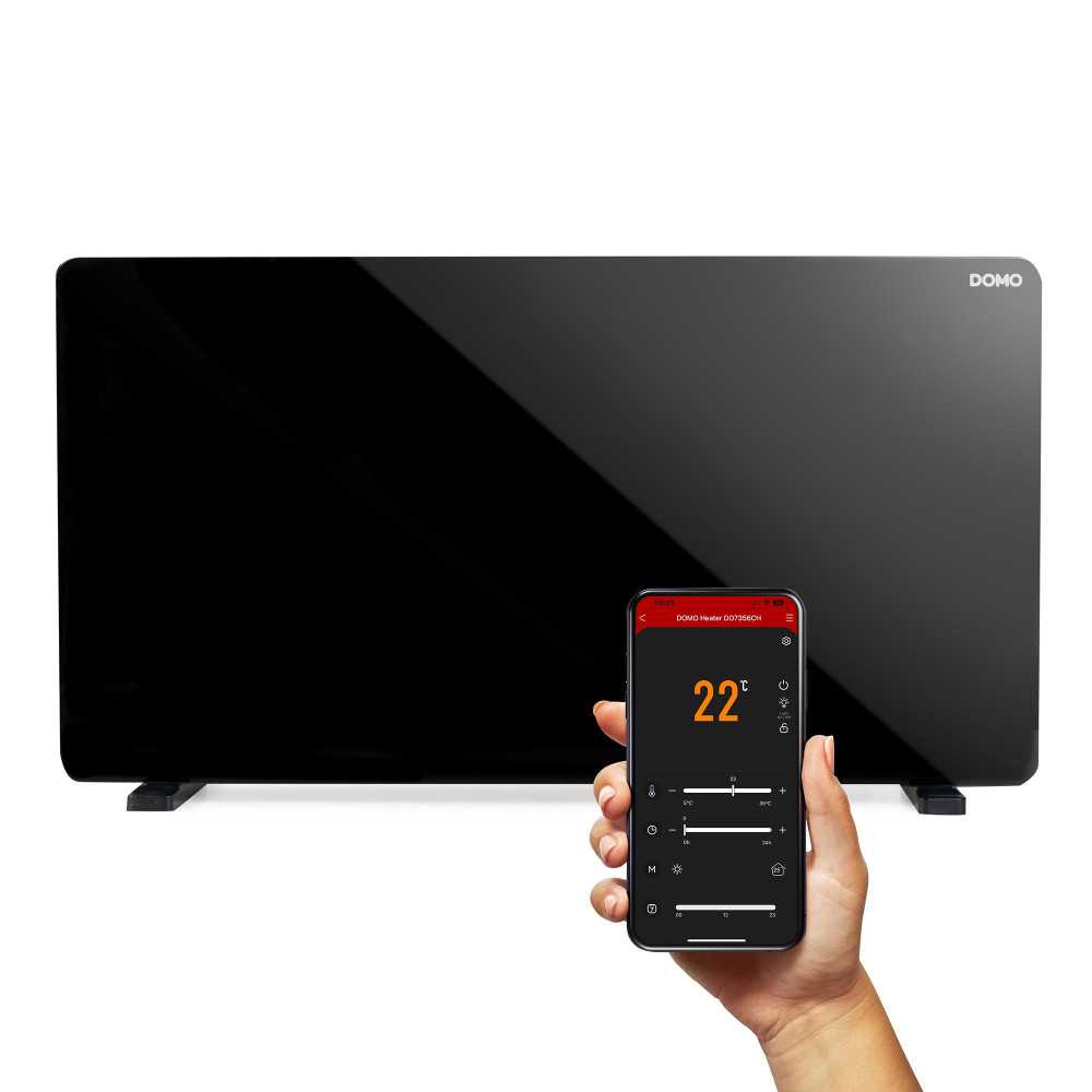 Convecteur de chauffage en verre avec wifi 2000w noir DOMO DO7356CH