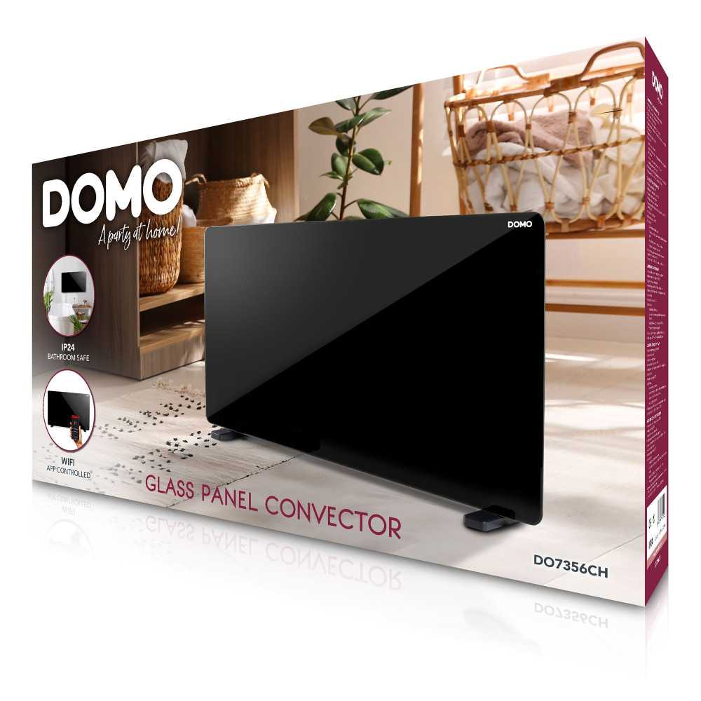 Convecteur de chauffage en verre avec wifi 2000w noir DOMO DO7356CH