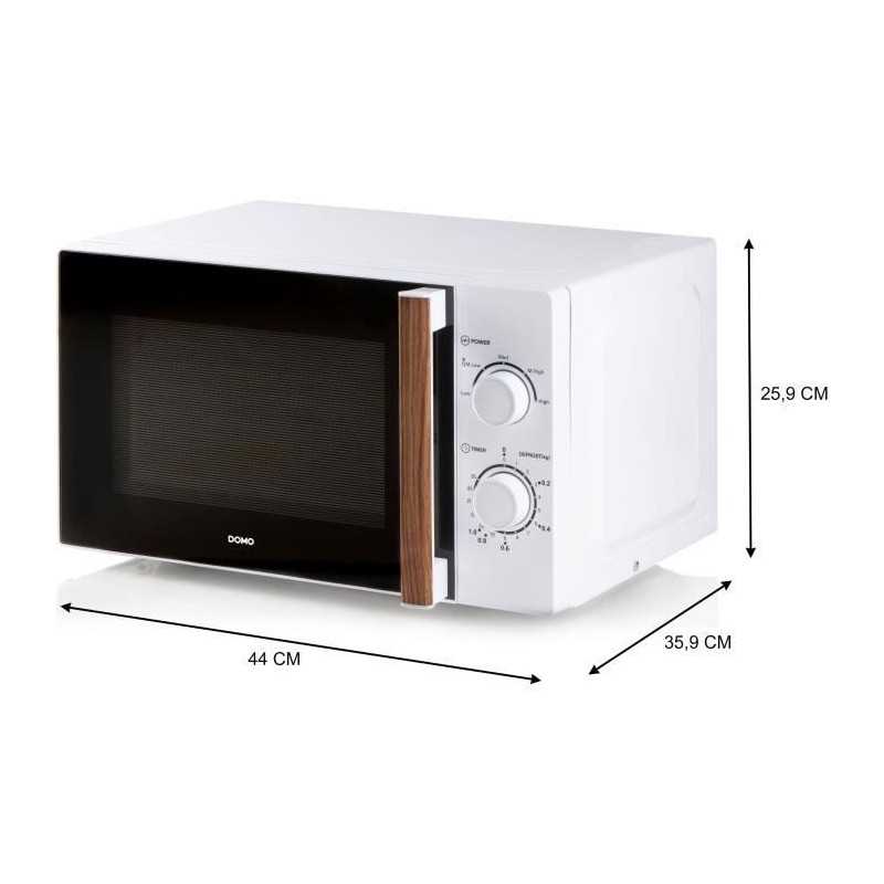 Four micro-ondes DOMO DO2720 - 20L - 700W - Minuterie 35mn - Fonction décongélation - L44 x P35,8 x H 25,8 cm - Blanc finition