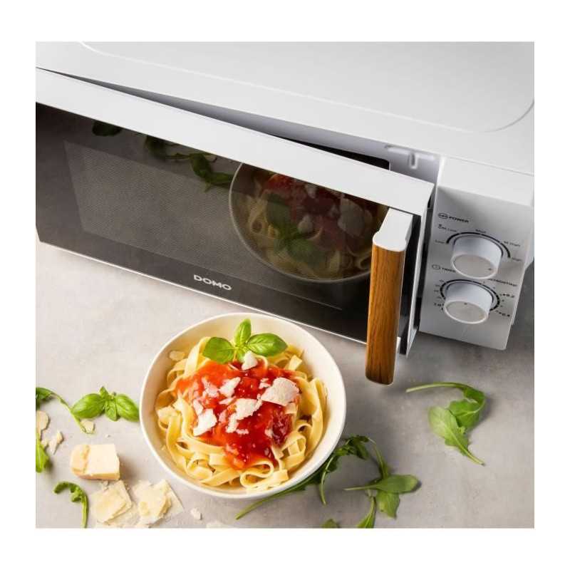 Four micro-ondes DOMO DO2720 - 20L - 700W - Minuterie 35mn - Fonction décongélation - L44 x P35,8 x H 25,8 cm - Blanc finition