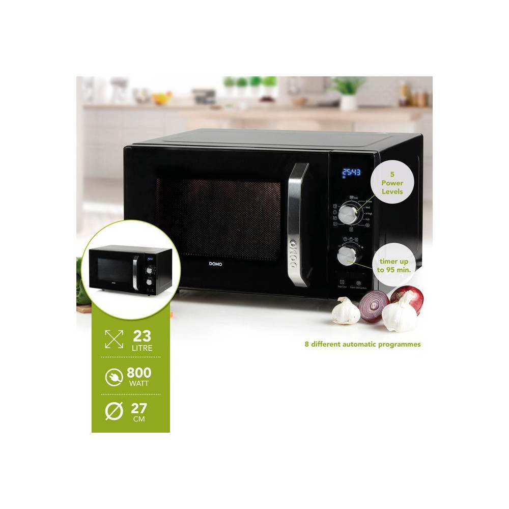 Micro-ondes - DOMO - DO2924 - Noir - 48,5 x 40,8 x 29,3 cm - 23L - 800 W - Monofonction - 5 niveaux de puissance