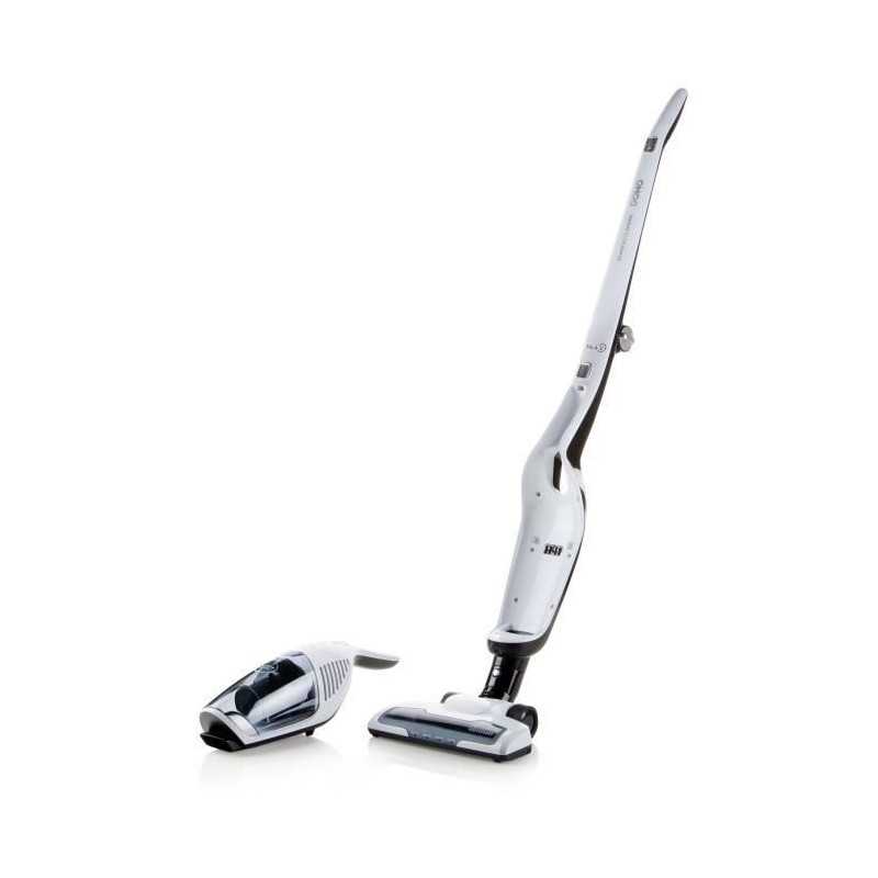 DOMO Aspirateur balai DO216SV - 2 en 1 - Systeme cyclonique - Batterie Li-Ion 14,4 V - Autonomie 40 min - Blanc