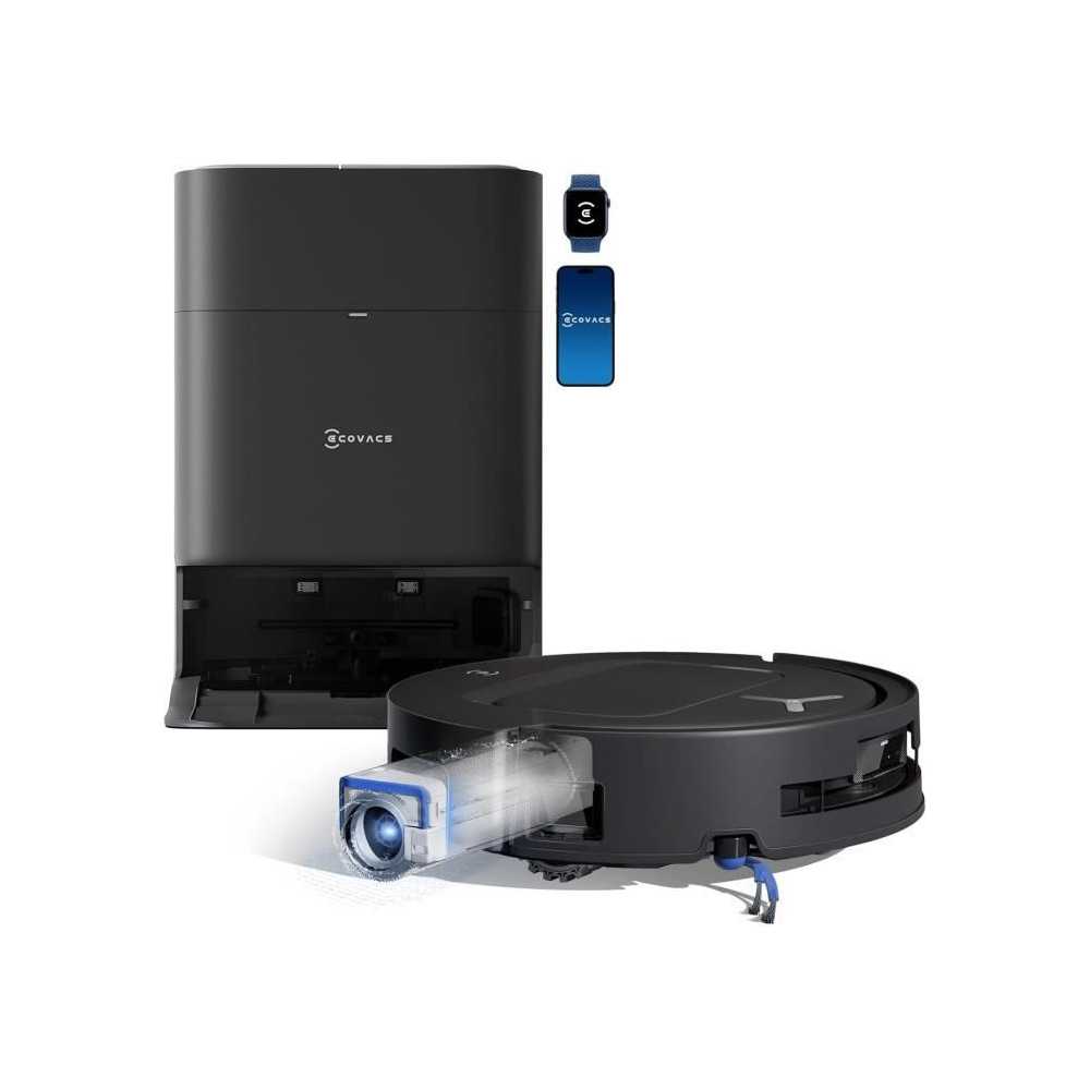 ECOVACS T80 OMNI - Robot Aspirateur Laveur - 18 000 Pa - Nettoyage Automatique instantané OZMO Roller - ZeroTangle 3.0