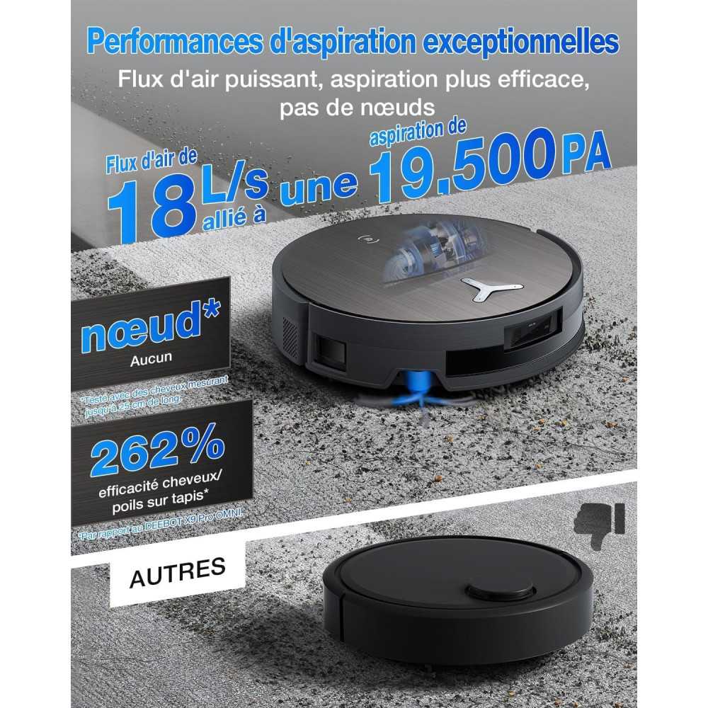 ECOVACS X11 PRO OMNI - Robot Aspirateur Laveur avec Blast - 19500 Pa - PowerBoost Ultra-Rapide - OZMO Roller 2.0 - ZeroTangle 3.