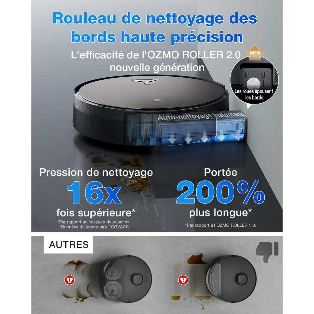 ECOVACS X11 PRO OMNI - Robot Aspirateur Laveur avec Blast - 19500 Pa - PowerBoost Ultra-Rapide - OZMO Roller 2.0 - ZeroTangle 3.