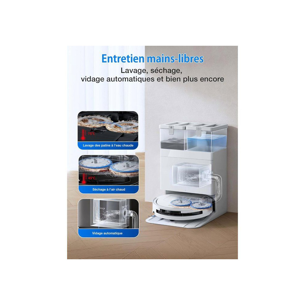 ECOVACS DEEBOT T50 OMNI Gen3 - Aspirateur Robot Laveur - Brosse latérale et Patin Extensibles - 25 000 Pa - Lavage 75 °C - Ult