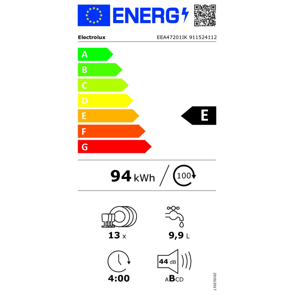 Lave-vaisselle intégré 60 cm ELECTROLUX EEA47201IK