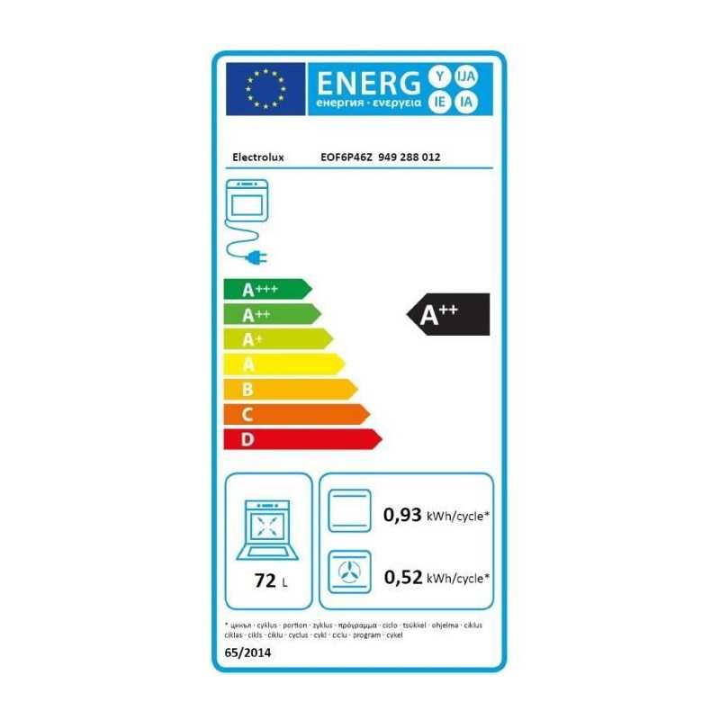 Four encastrable - Pyrolyse - Chaleur tournante pulsée - ELECTROLUX - EOF6P46Z - Noir - Porte froide - 59,4 x 59,6 x 56,9 cm