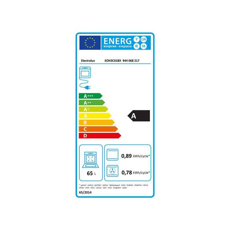 FOURS MULTIFONCTION CATALYSE-Nettoyage Catalyse - Classe d`efficacité é ELECTROLUX - EOH3C01BX