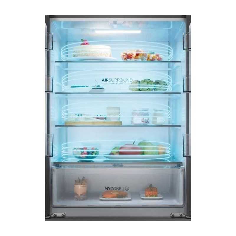 Réfrigérateur multi-portes - HAIER - HFR3718ENMM - Classe E - 402 L (262 + 140) - 37 dB - Gris