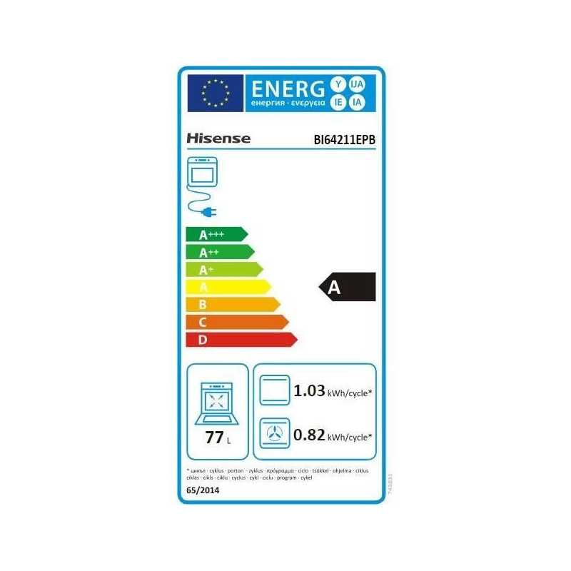 Four encastrable pyrolyse - HISENSE - BI64211EPX - Noir - Multifonctions - 77 L - AirFry - Classe A