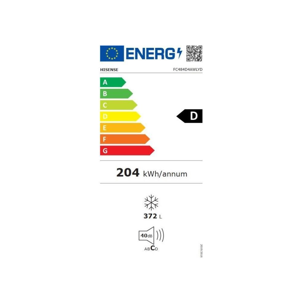 Congélateur coffre - HISENSE - FC484D4AWLYD - 2 paniers - 372 L - Eclairage Led - Classe D