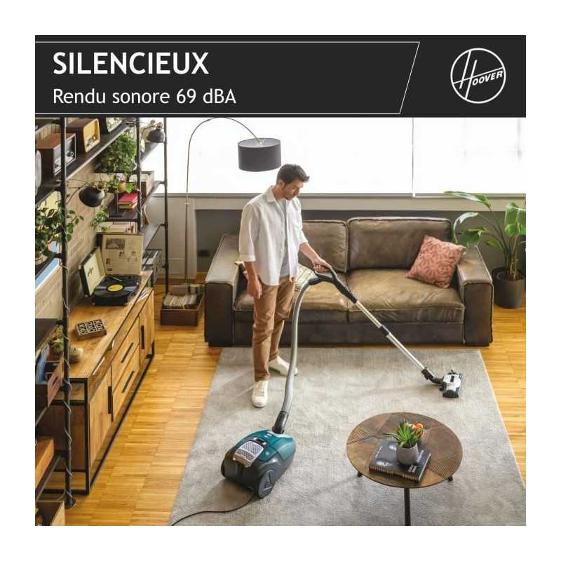 HOOVER HE530ALG Aspirateur traîneau avec sac, Puissant 850 W, Silencieux 69db, Grande Capacité 3,5L Special Allergie & Poils A