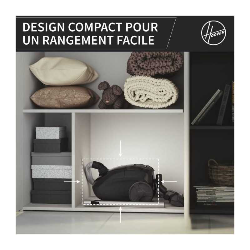 HOOVER HE1 - Aspirateur Traineau avec sac Compact et Puissant - Grande Capacité 2,5L- Haute-performance sur Sols Durs et Moquet