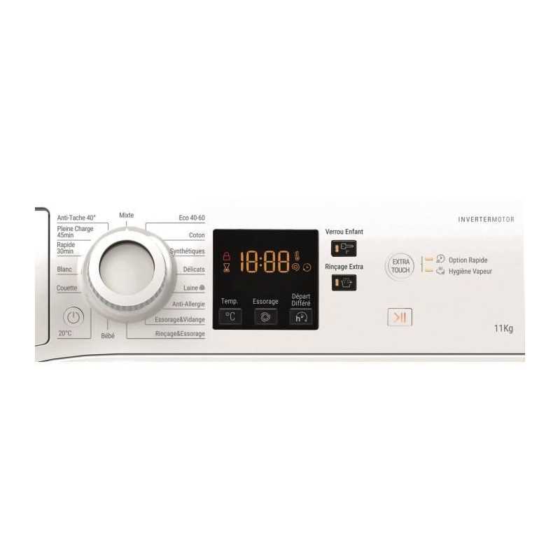 Lave-linge hublot HOTPOINT NS11469FWKFR - 11 kg - Induction - L60cm - 1400 trs/min - Classe A - Blanc
