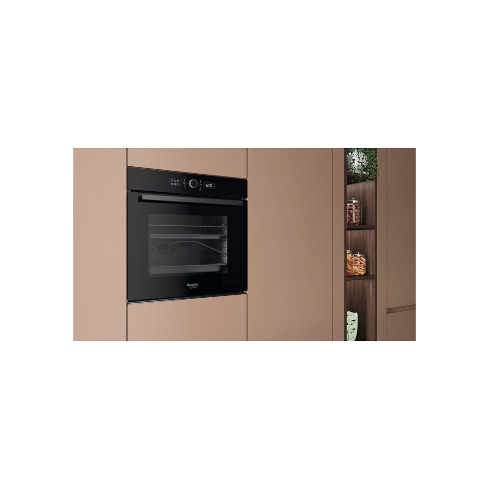 Four encastrable - Pyrolyse - HOTPOINT - HA4S80PM0BA - Noir - Porte froide - 73 L - 59,5 x 56,4 x 59,5 cm