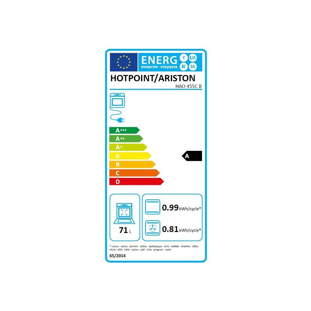 Four encastrable - Catalyse - HOTPOINT - HAO455CB - Noir - 71 L - 59,5 x 59,5 x 57 cm