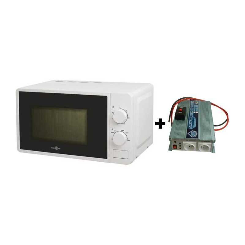 Pack Convertisseur de Tension 12/220V 1200W avec Télécommande - Micro-onde Hign One 220V 20L 700W