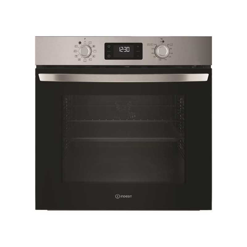 Four, pyrolyse + hydrolyse, inox, Chaleur pulsée, boutons manettes, Tur INDESIT - IO278PX
