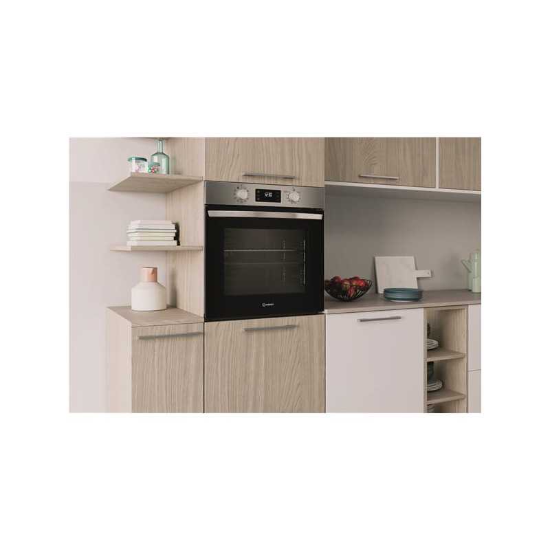 Four, pyrolyse + hydrolyse, inox, Chaleur pulsée, boutons manettes, Tur INDESIT - IO278PX