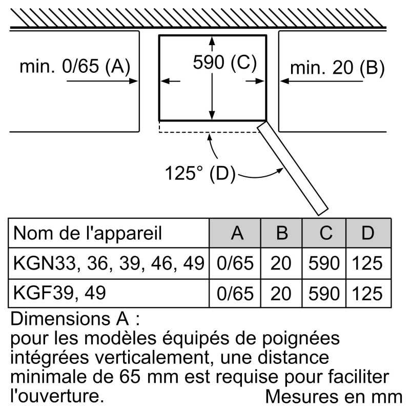 Réfrigérateurs combinés 279L Froid Ventilé BOSCH 60cm E, KGN 33 NW EB