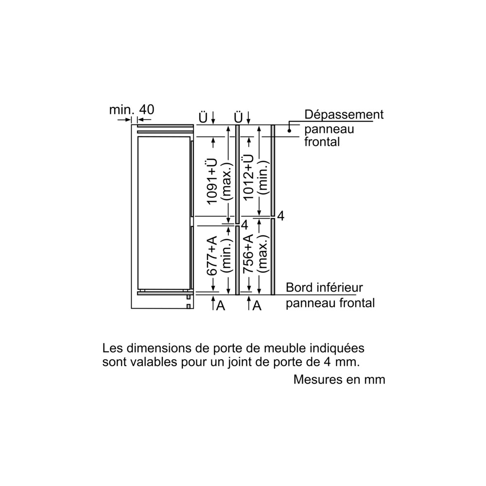 Réfrigérateur combiné intégré SIEMENS KI86VNSE0