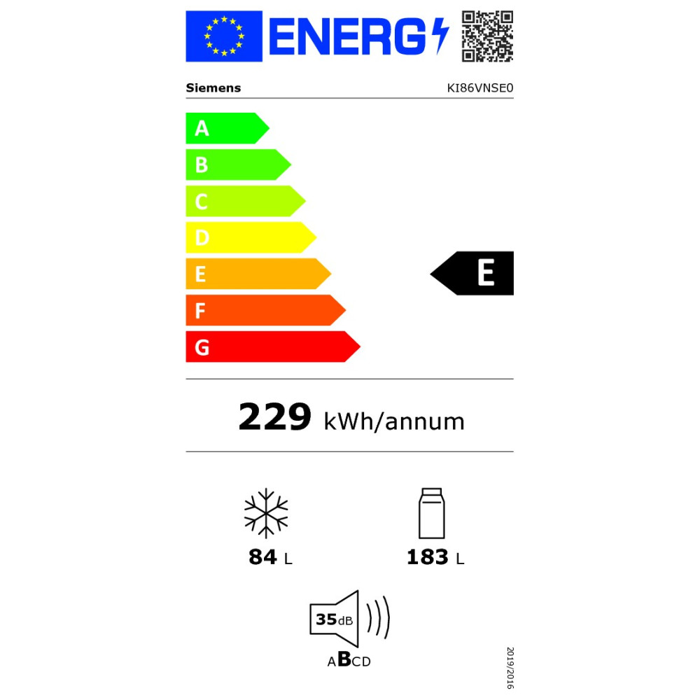 Réfrigérateur combiné intégré SIEMENS KI86VNSE0