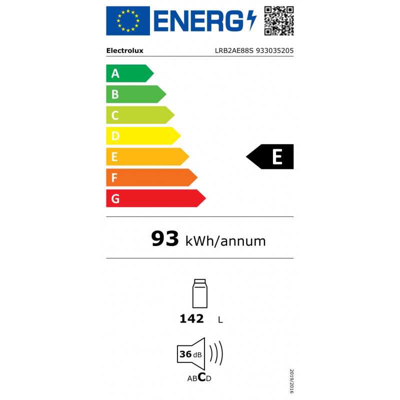 Réfrigérateurs 1 porte 142L Froid Statique ELECTROLUX 54.8cm E, LRB2AE88S