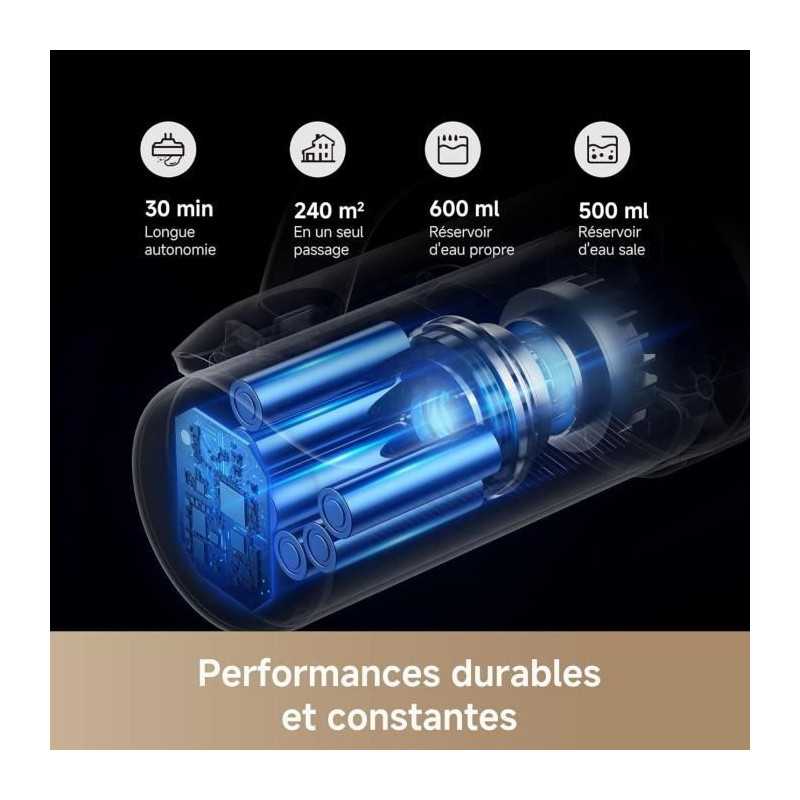 MOVA K30 - Aspirateur Laveur Sec Et Humide - Portée a plat 180° - Aspiration 18 kPa - Nettoyage des Bords - Séchage a l'air C