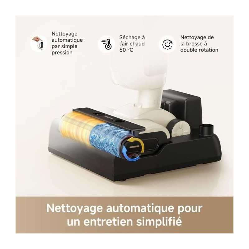 MOVA K30 - Aspirateur Laveur Sec Et Humide - Portée a plat 180° - Aspiration 18 kPa - Nettoyage des Bords - Séchage a l'air C