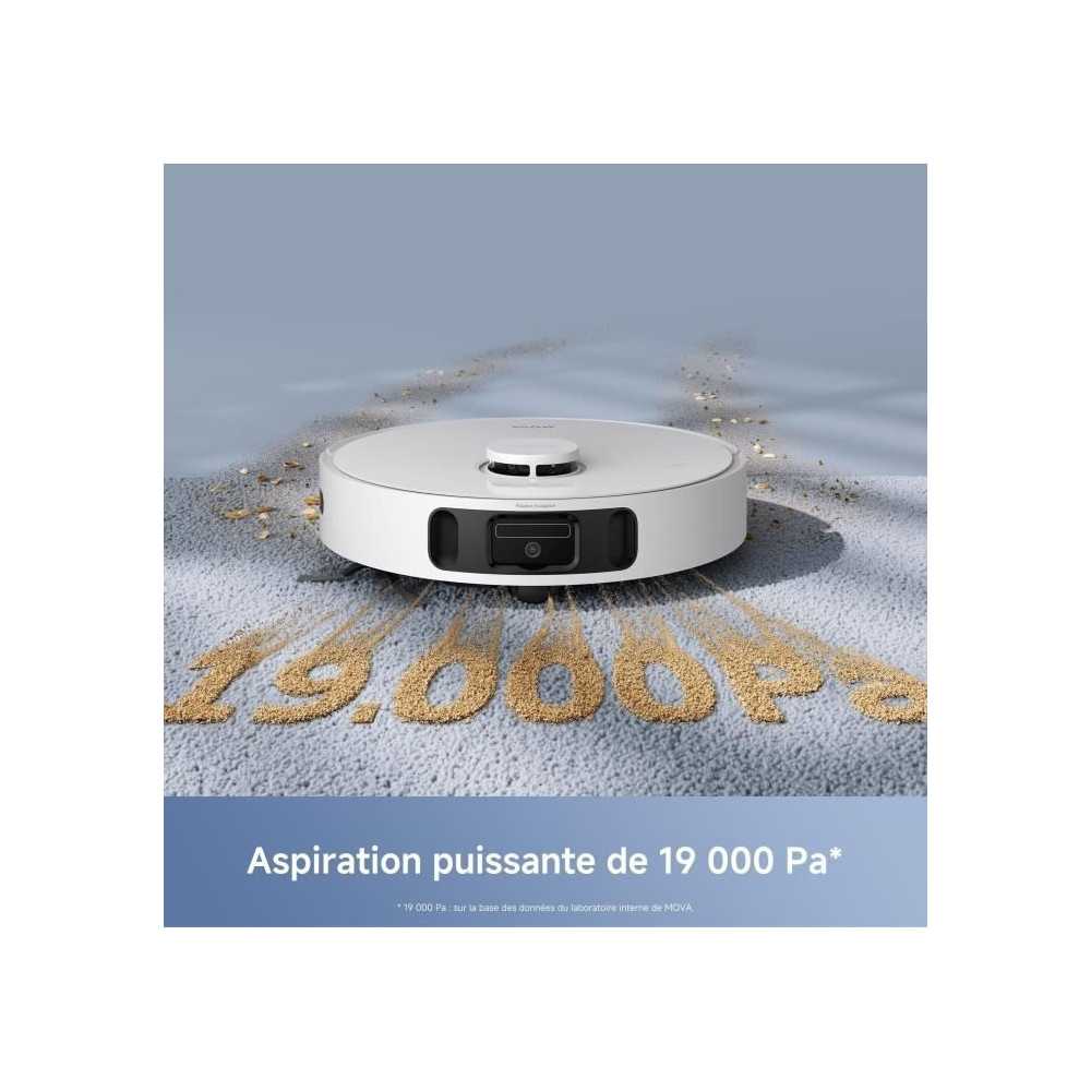 MOVA E40 ULTRA - Aspirateur Laveur a vidage Auto - 19 000 Pa - Technologie de Lavage MaxiReach - Brosse latérale Anti-noeuds