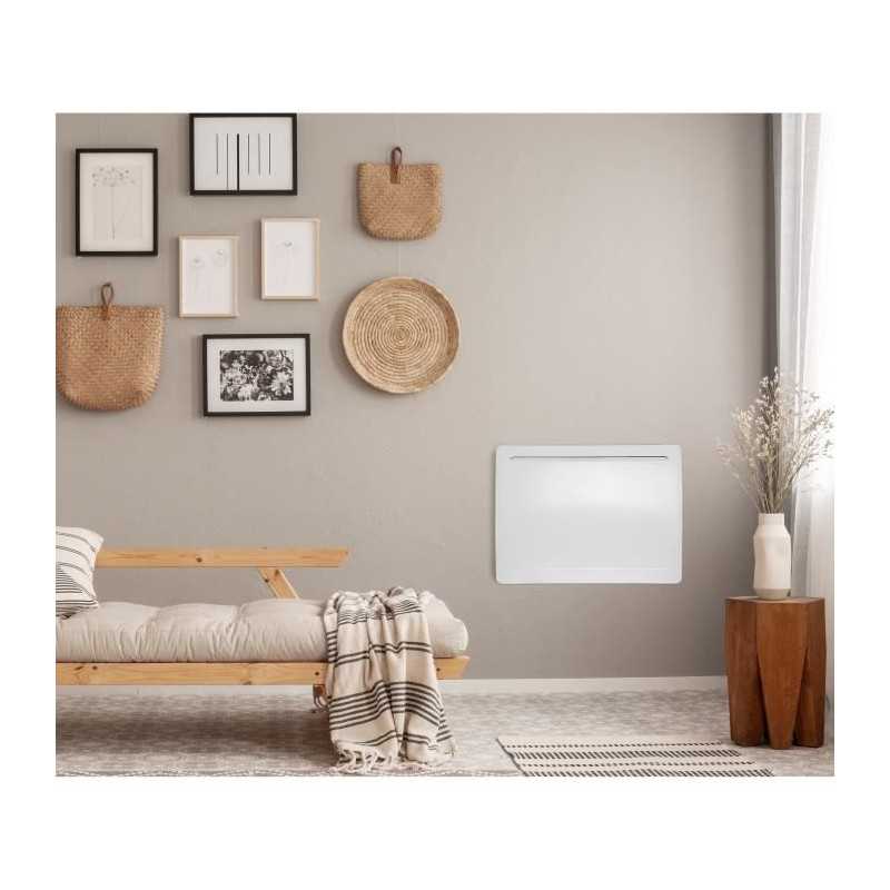Radiateur électrique fixe a inertie seche céramique 1000W OCEANIC Rubis - Design galbé - Blanc - NF