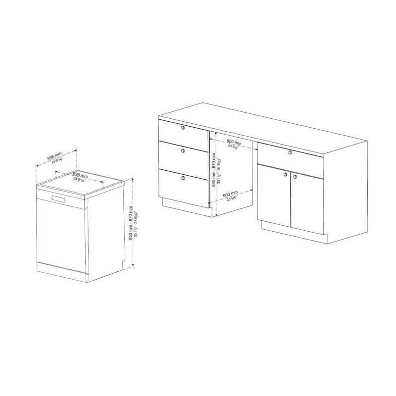 Lave-vaisselle pose libre OCEANIC OCEALV1247B - 12 couverts - 47 dB noir