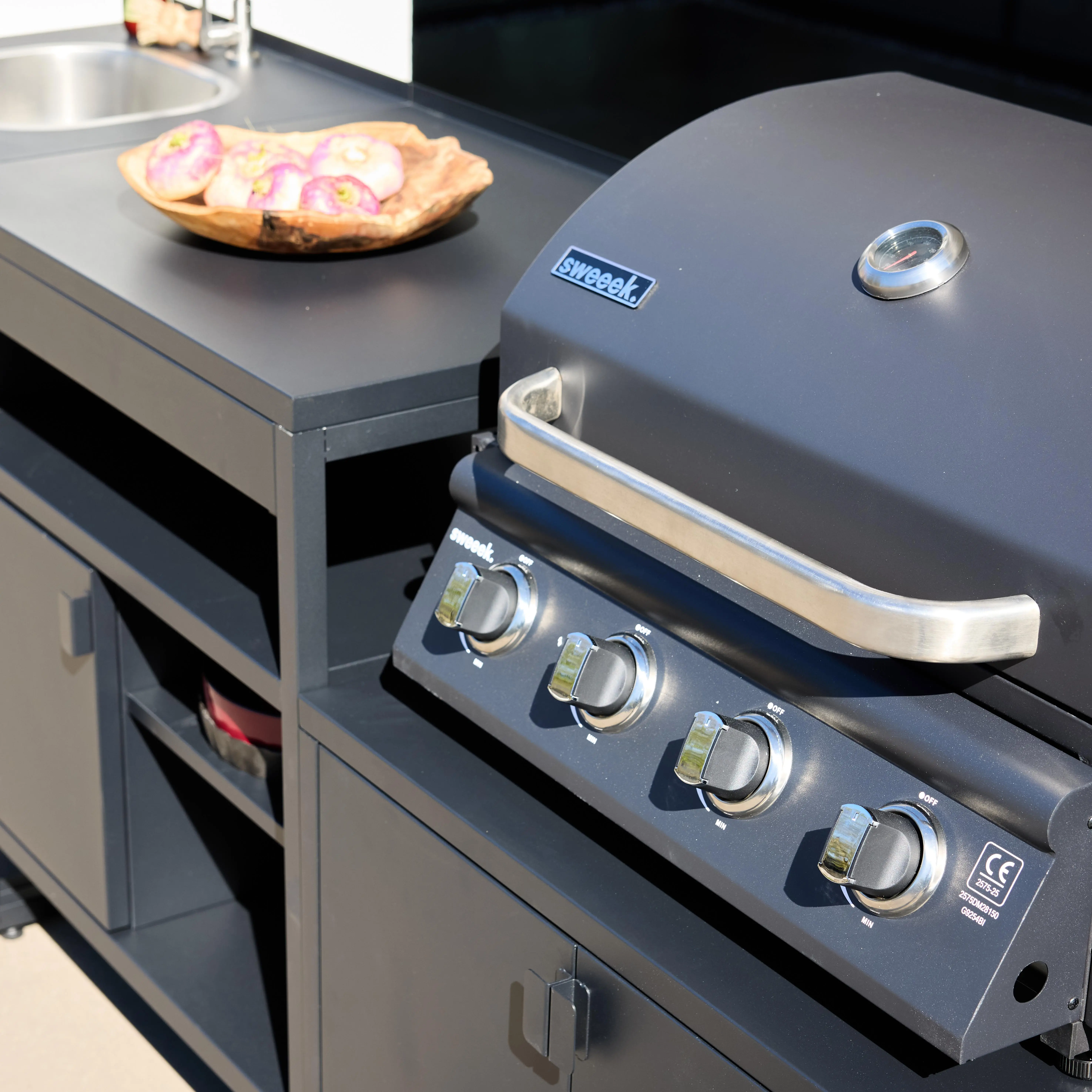 Cuisine extérieure 3 modules acier inoxydable avec barbecue gaz 4 brûleurs