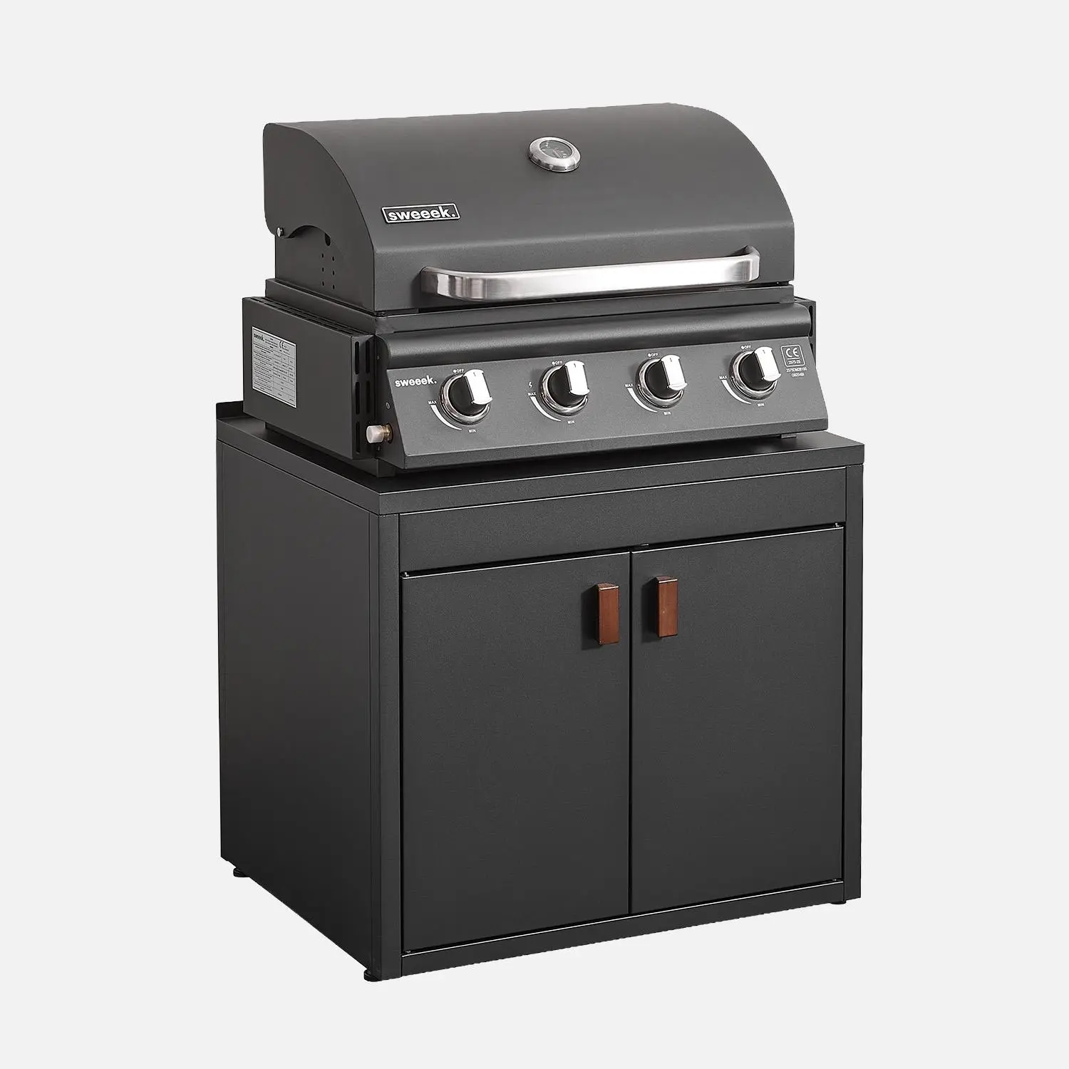 Cuisine extérieure 3 modules acier avec barbecue gaz 4 brûleurs