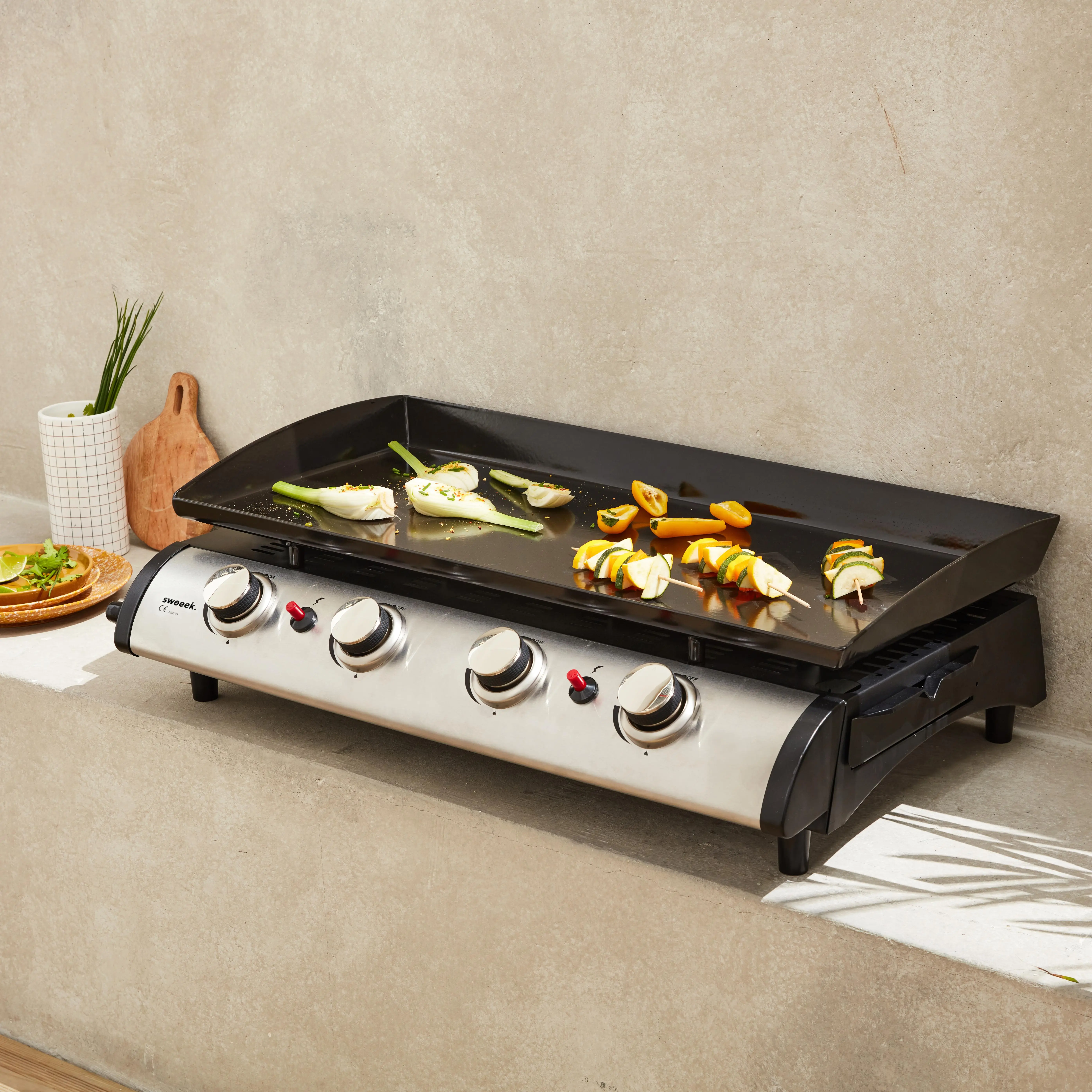Plancha gaz 4 brûleurs inox 10kW