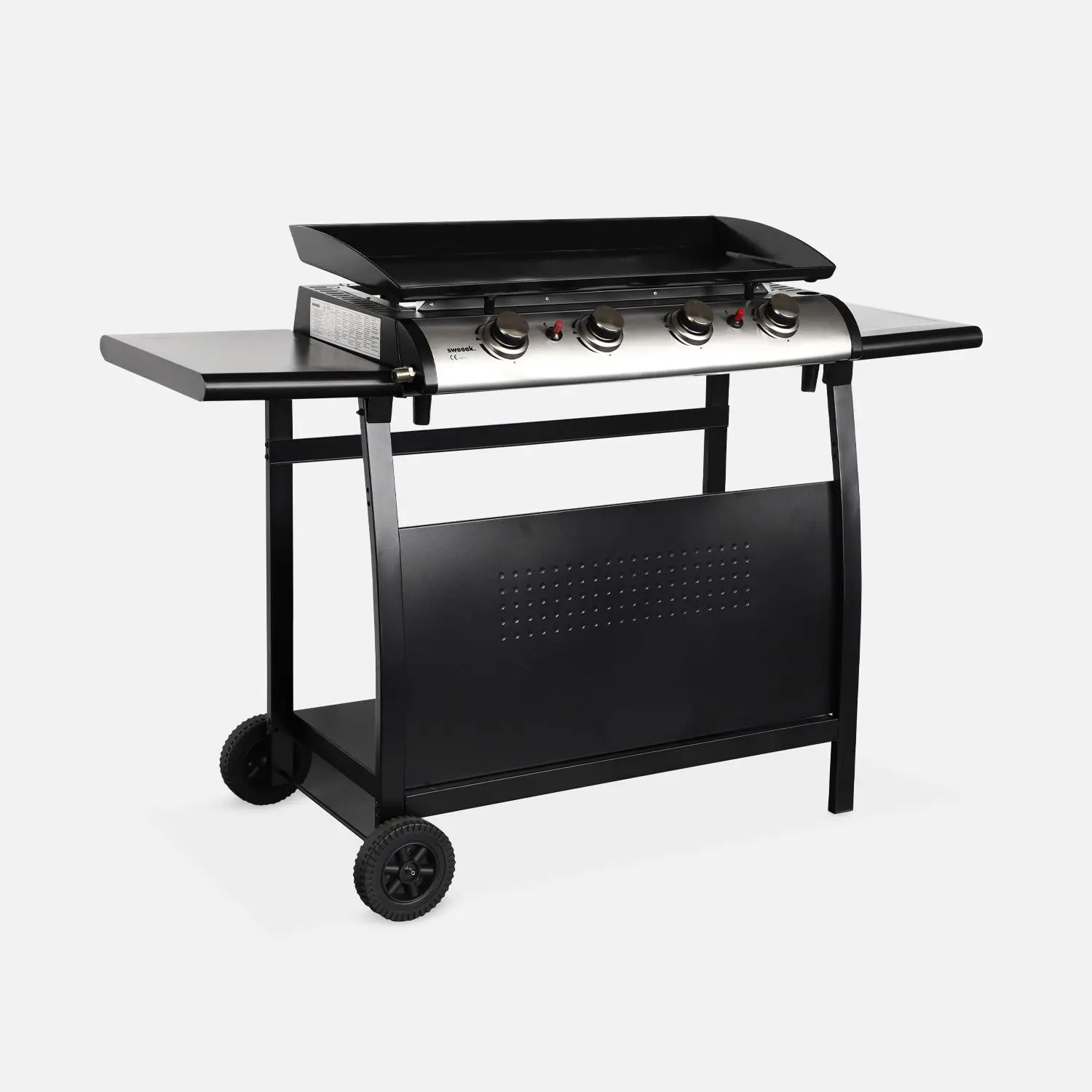 Plancha gaz 4 brûleurs inox 10kW avec chariot