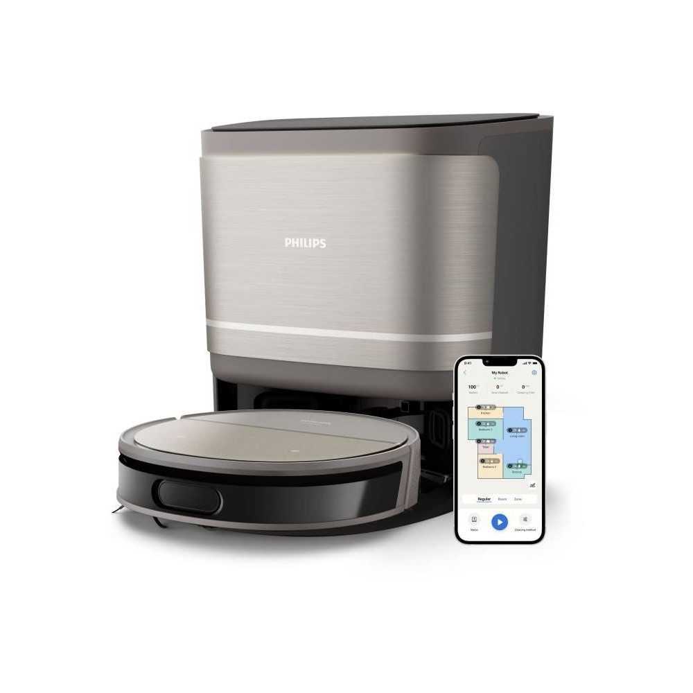 Aspirateur robot laveur - PHILIPS - XU9100/10 - 8000 Pa - 280 min - 210 ml - Métal / Noir
