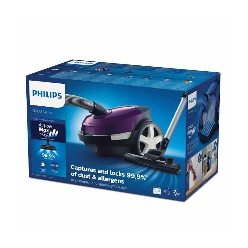 Aspirateur Traineau avec sac - PHILIPS - XD3100/06 - 900 W - 79 dB - Violet